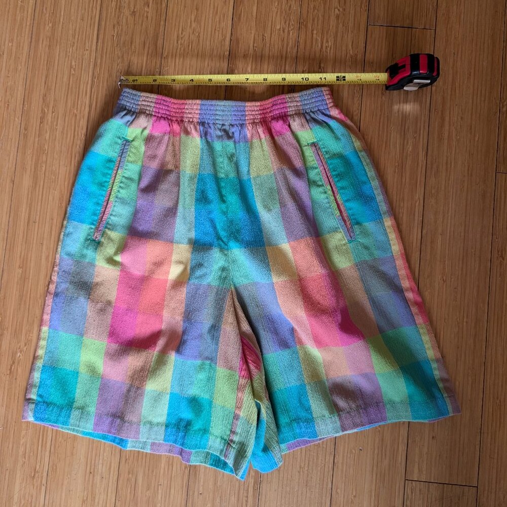 Vintage rainbow plaid shorts/tee set - size small - Picture 6 of 11